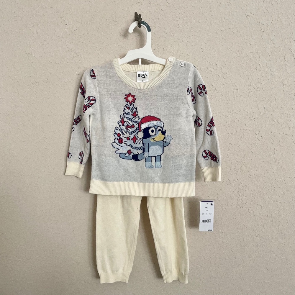 Bluey Christmas Holiday 2 Piece Sweater Set Size 18M New With Tags